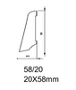 Drewniana listwa przypodłogowa lakierowana 58/20  (240 cm x 5,8 cm x 2 cm) Buk