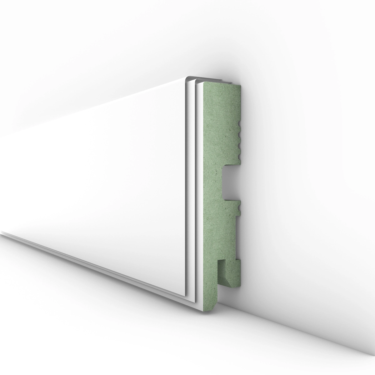 PRÓBKA 20 CM - Listwa przypodłogowa lakierowana biała, MDF wilgocioodporny, DUO 8cm