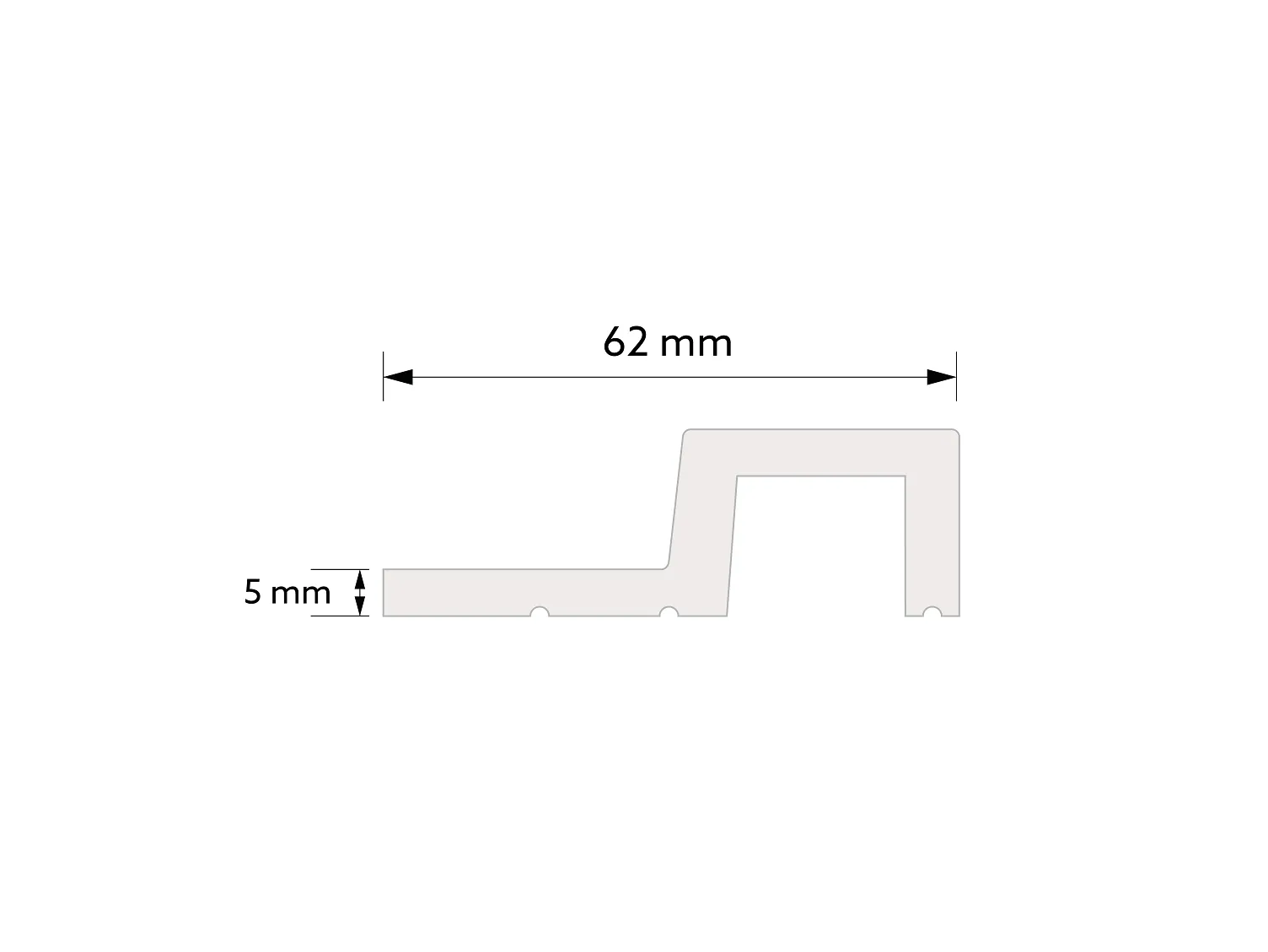 Prawe zakończenie L0301R białe wym. 270 x 2 x 6.2 cm, z PolyForce