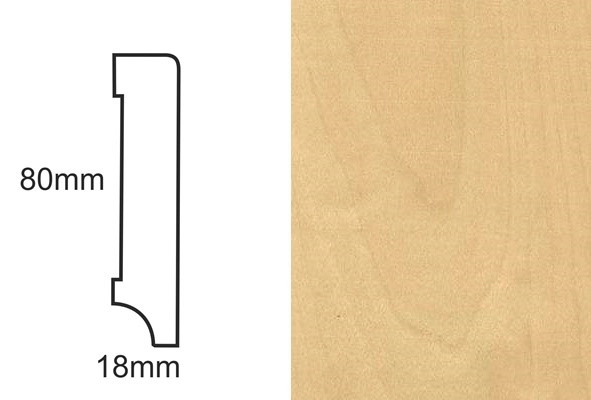 Listwa przypodłogowa fornirowana lakierowana CP80 R3 (240 cm x 8 cm x 1,8 cm) brzoza