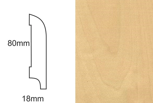 Listwa przypodłogowa fornirowana nielakierowana CP80 R25 (240 cm x 8 cm x 1,8 cm) brzoza