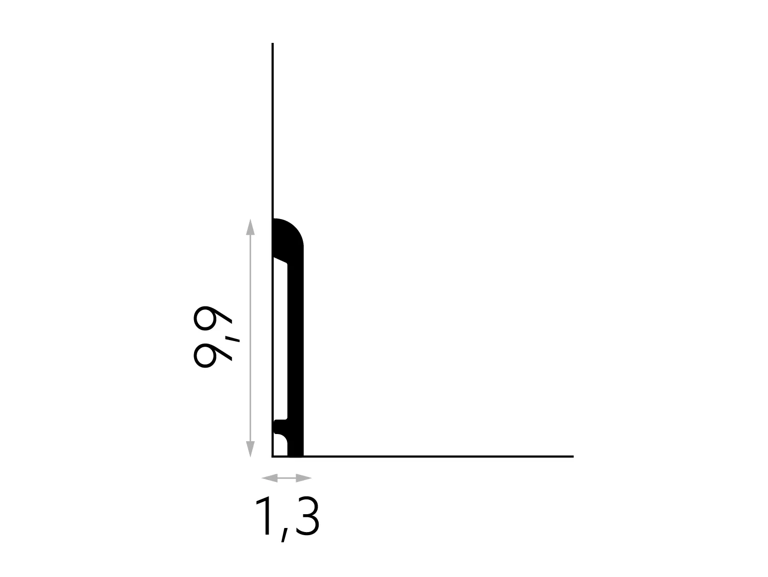 Listwa przypodłogowa MD236 biała wym. 200 x 1.3 x 9.9 cm, z PolyForce