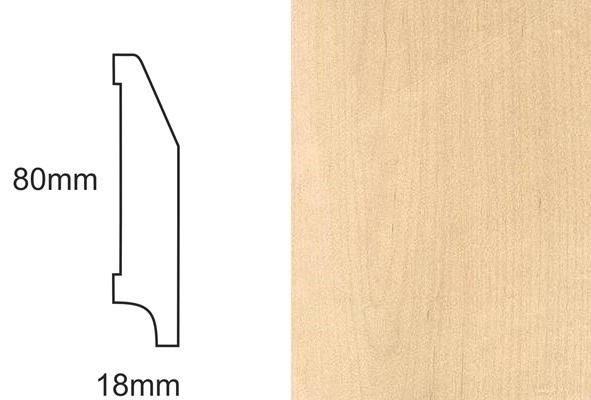 Listwa przypodłogowa fornirowana nielakierowana CP80 RS (240 cm x 8 cm x 1,8 cm) klon