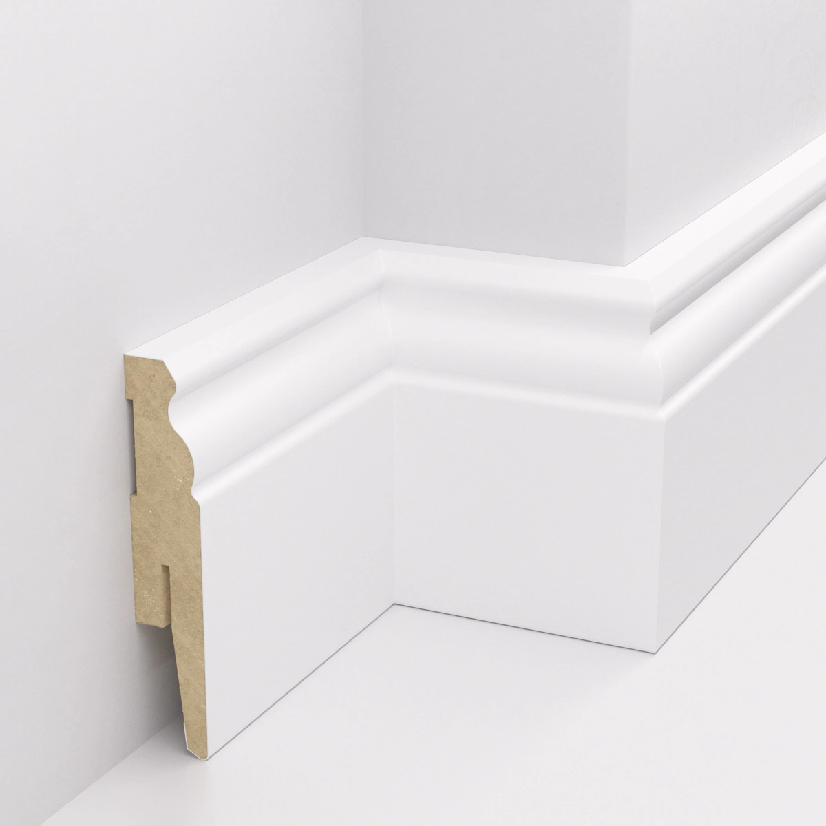 PRÓBKA 20 CM - Listwa przypodłogowa MDF - ESTILO 8cm - Biała Premium