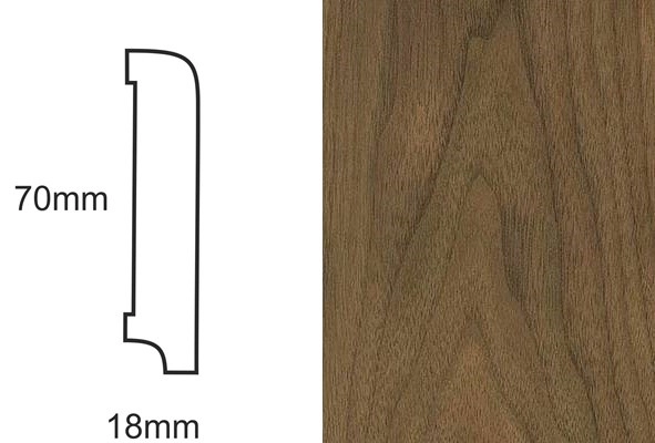 Listwa przypodłogowa fornirowana lakierowana CP70 R10 (240 cm x 7 cm x 1,8 cm) orzech