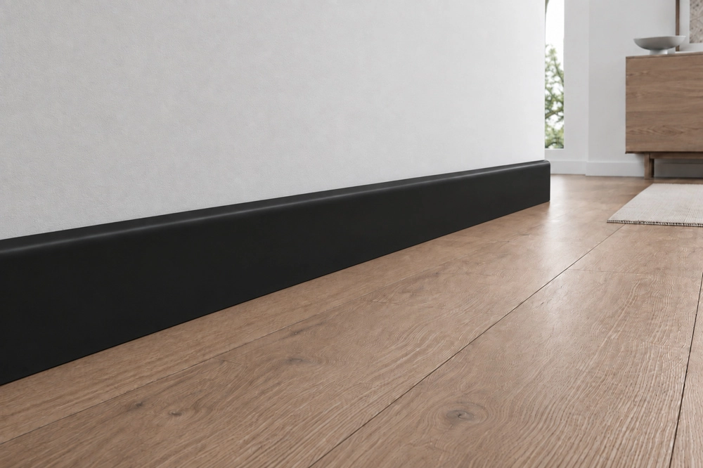 PRÓBKA 20 CM - Listwa przypodłogowa MDF lakierowana czarna RAL 9005 - FOGE - LB1 8cm
