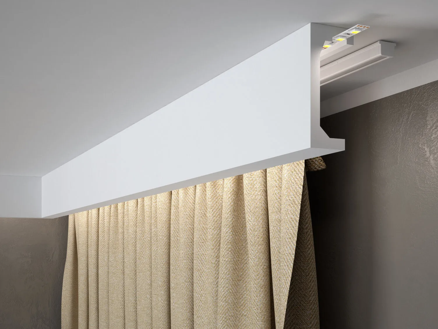 Maskownica karnisza QL046T biała wym. 200 x 5 x 12 cm, z PolyForce
