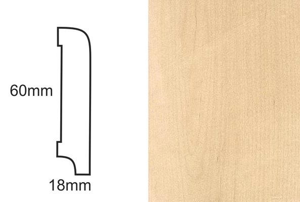 Listwa przypodłogowa fornirowana lakierowana CP60 (240 cm x 6 cm x 1,8 cm) klon