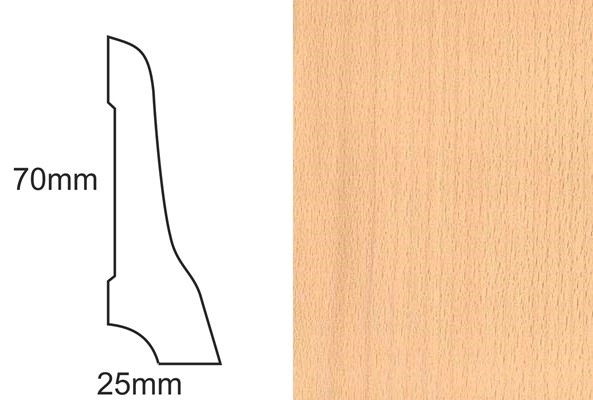 Listwa przypodłogowa fornirowana lakierowana LP70 (240 cm x 7 cm x 2,5 cm) buk