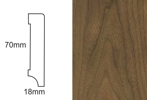 Listwa przypodłogowa fornirowana nielakierowana CP70 R3 (240 cm x 7 cm x 1,8 cm) orzech