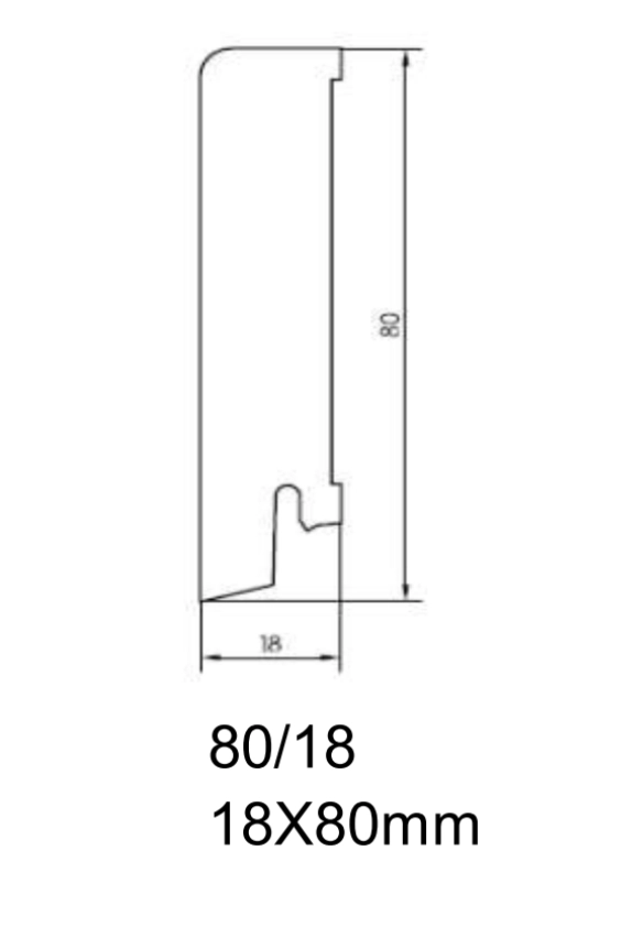 Drewniana listwa przypodłogowa lakierowana 80/18 (240 cm x 8 cm x 1,8 cm) Dąb Bryza