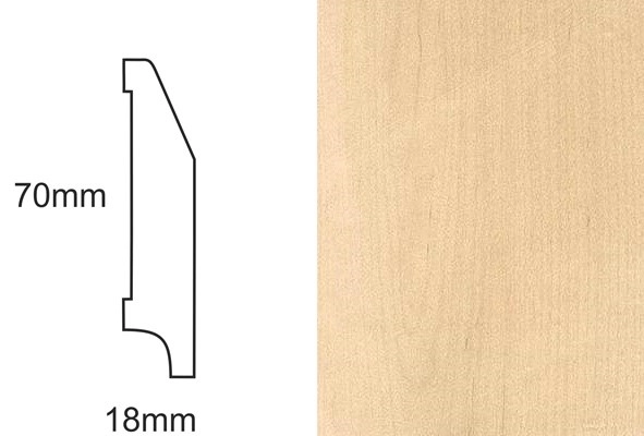 Listwa przypodłogowa fornirowana lakierowana CP70 RS (240 cm x 7 cm x 1,8 cm) klon
