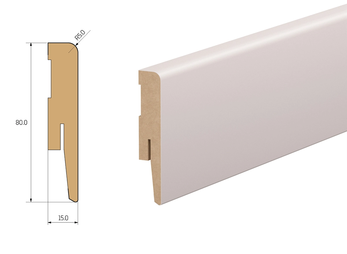 PRÓBKA 20 CM - Listwa przypodłogowa MDF TRIO R5, Kaszmir, 8cm