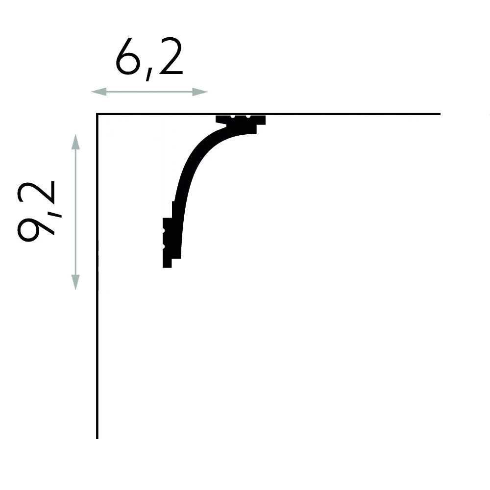PRÓBKA 20 cm - Listwa karniszowa Mardom Decor MD111 biała wym. 6.2 x 9.2 cm, z PolyForce