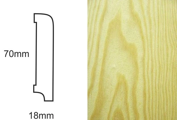 Listwa przypodłogowa fornirowana lakierowana CP70 R10 (240 cm x 7 cm x 1,8 cm) sosna