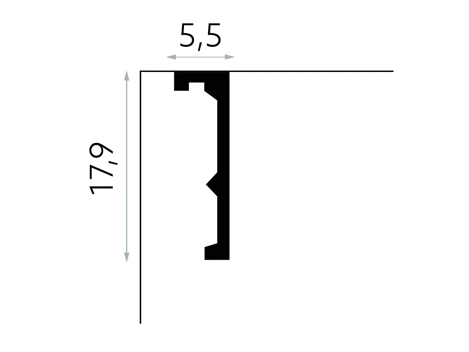 Maskownica karnisza biała QL056 wym. 240 x 5.5 x 17.9 cm, z PolyForce