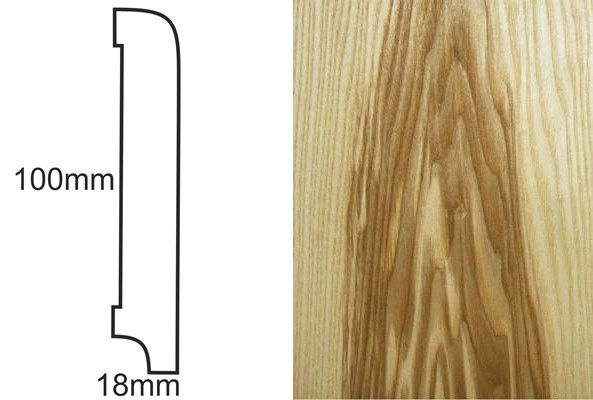Listwa przypodłogowa fornirowana nielakierowana CP100 R10 (240 cm x 10 cm x 1,8 cm) jesion ciemny