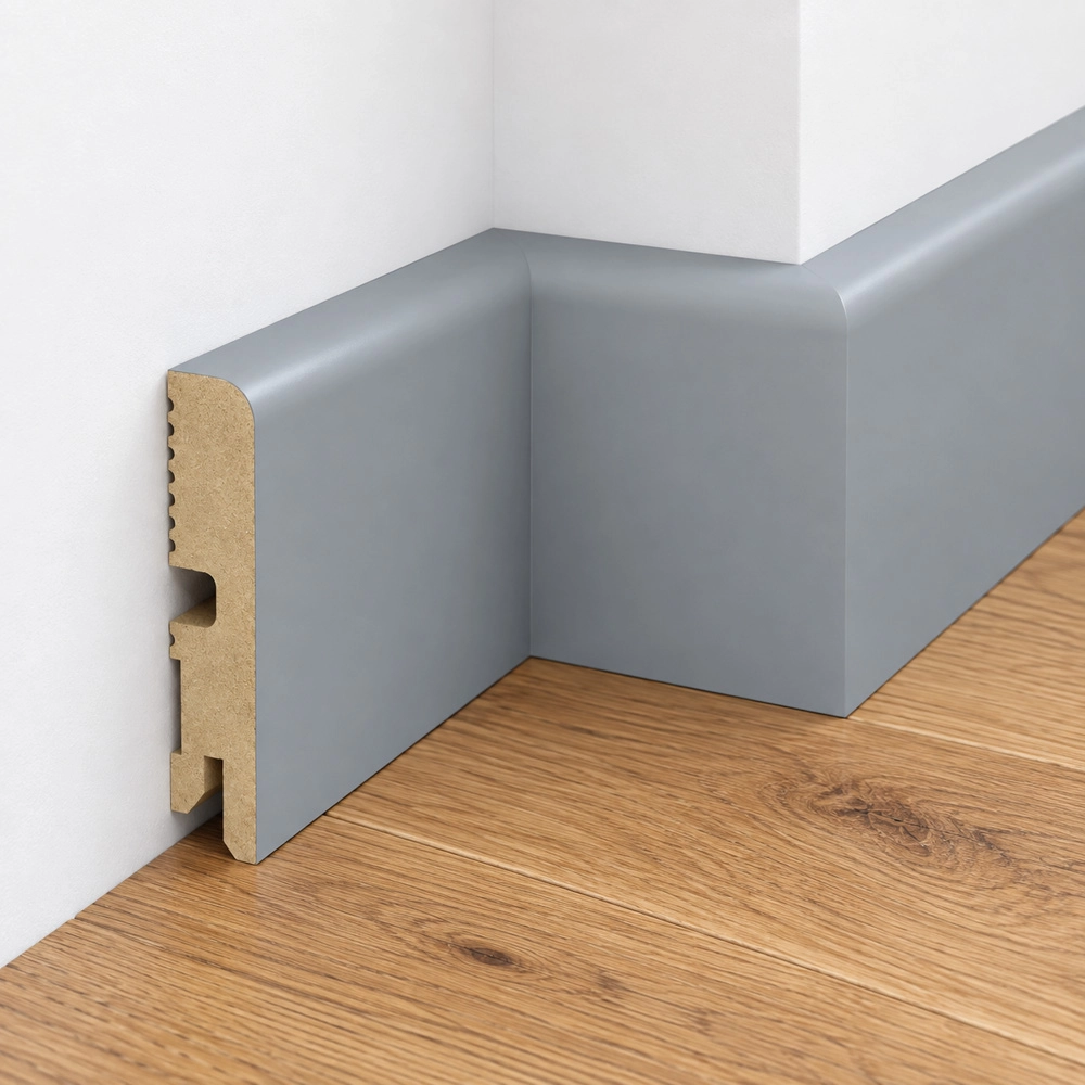 Listwa przypodłogowa MDF lakierowana UV, szara RAL7042 - FOGE LB1 8cm