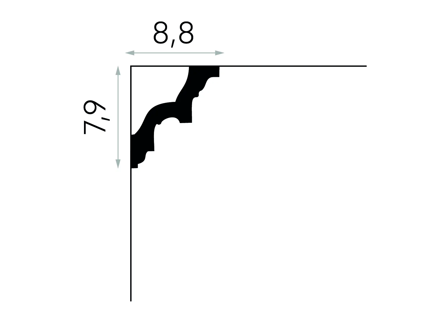 Listwa sufitowa MDA002 biała wym. 200 x 8.8 x 7.9 cm, z ProFoam