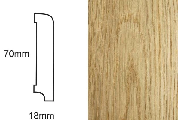 Listwa przypodłogowa fornirowana lakierowana CP70 R10 (240 cm x 7 cm x 1,8 cm) dąb