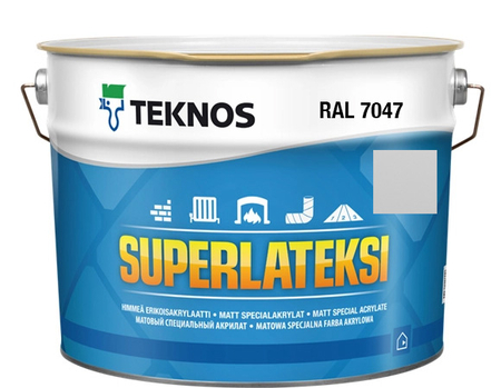 Teknos Superlateksi, matowa farba do boazerii i listew, pojemność 0,9 L, kolor szary RAL7047