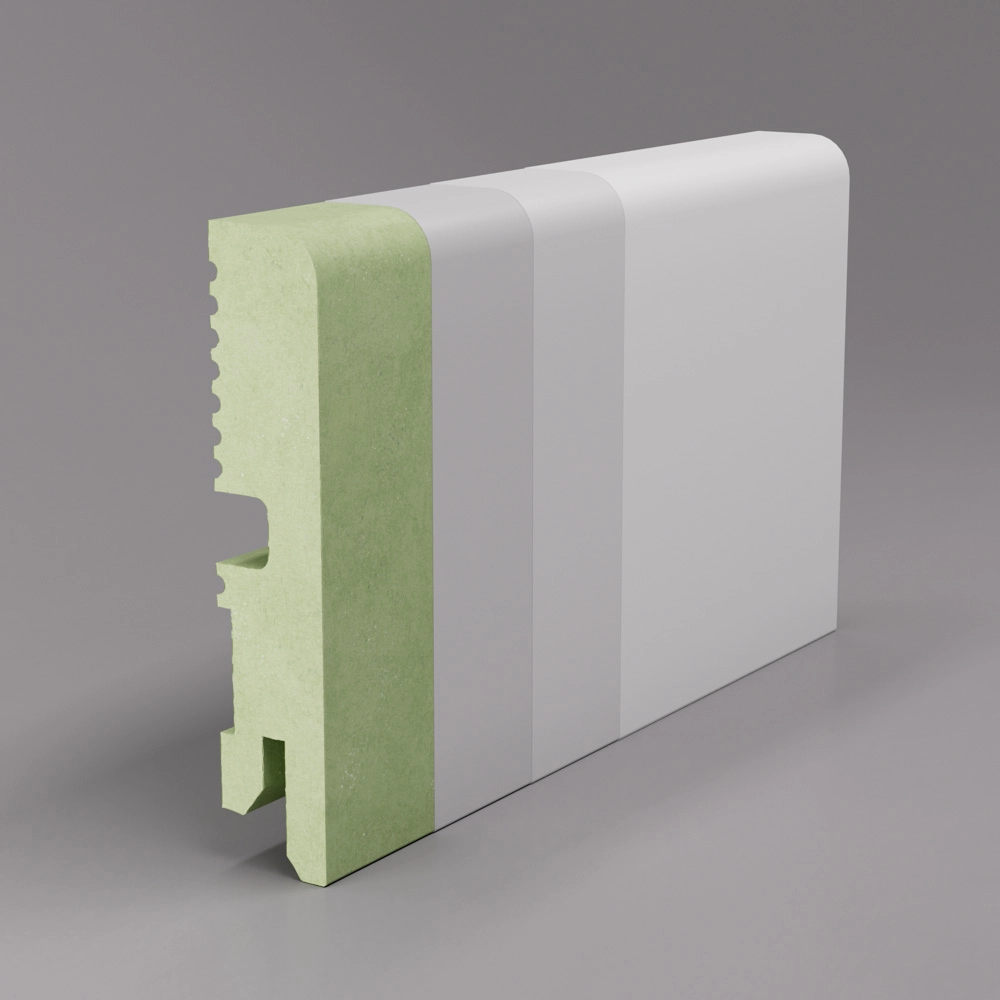 PRÓBKA 20 CM - Listwa przypodłogowa MDF lakierowana biała wilgocioodporna FOGE LB1 - 8cm