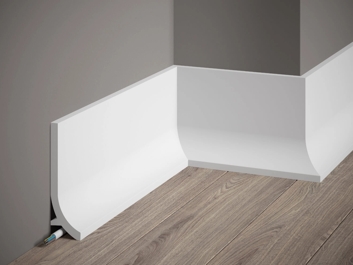 Listwa przypodłogowa Premium QS011P biała wym. 200 x 4 x 13.5 cm, z PolyForce