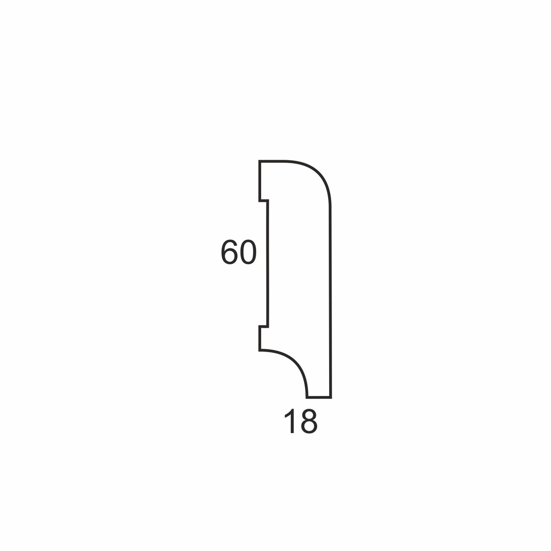 Listwa przypodłogowa MDF Plus wilgocioodporna R10 biała (262 cm x 6 cm x 1,8 cm) lakier półmatowy