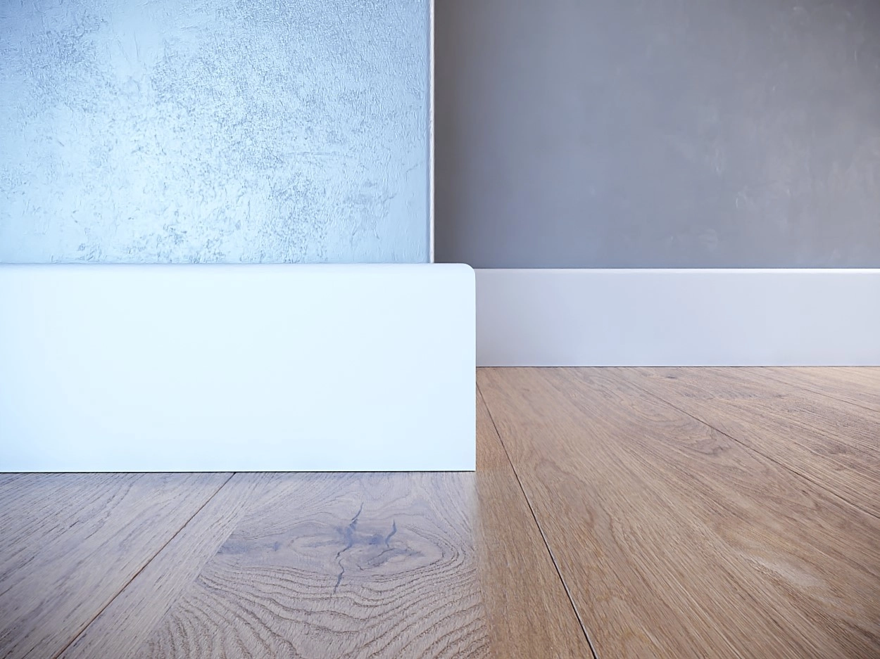 Listwa przypodłogowa drewniana LAPIS 80 lakierowana (240 cm x 8 cm x 1,6 cm) drewno iglaste białe RAL 9003