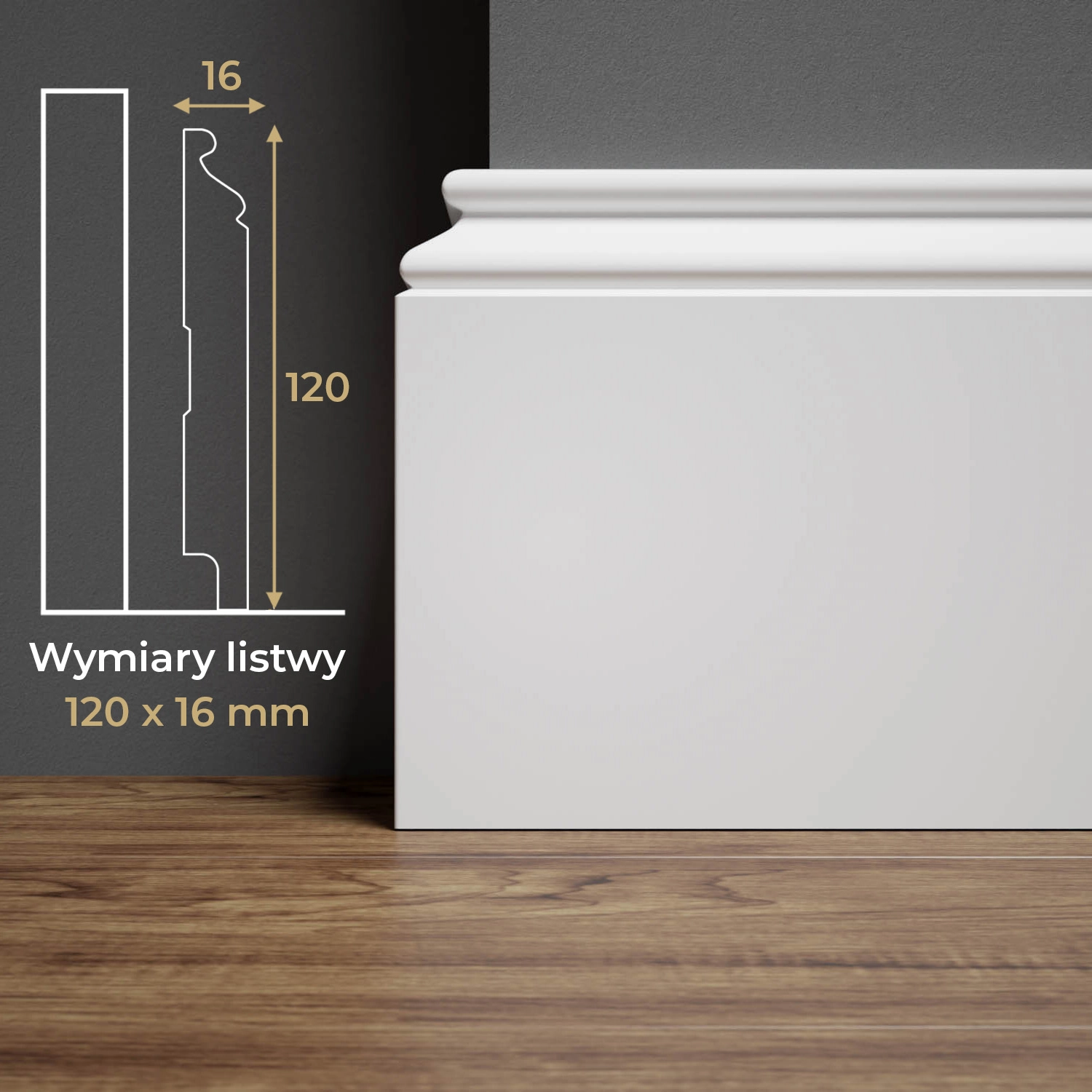 Listwa przypodłogowa MDF lakierowana biała z wodoodporną powłoką MODERNA 12cm