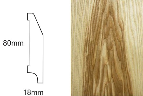 Listwa przypodłogowa fornirowana nielakierowana CP80 RS (240 cm x 8 cm x 1,8 cm) jesion ciemny