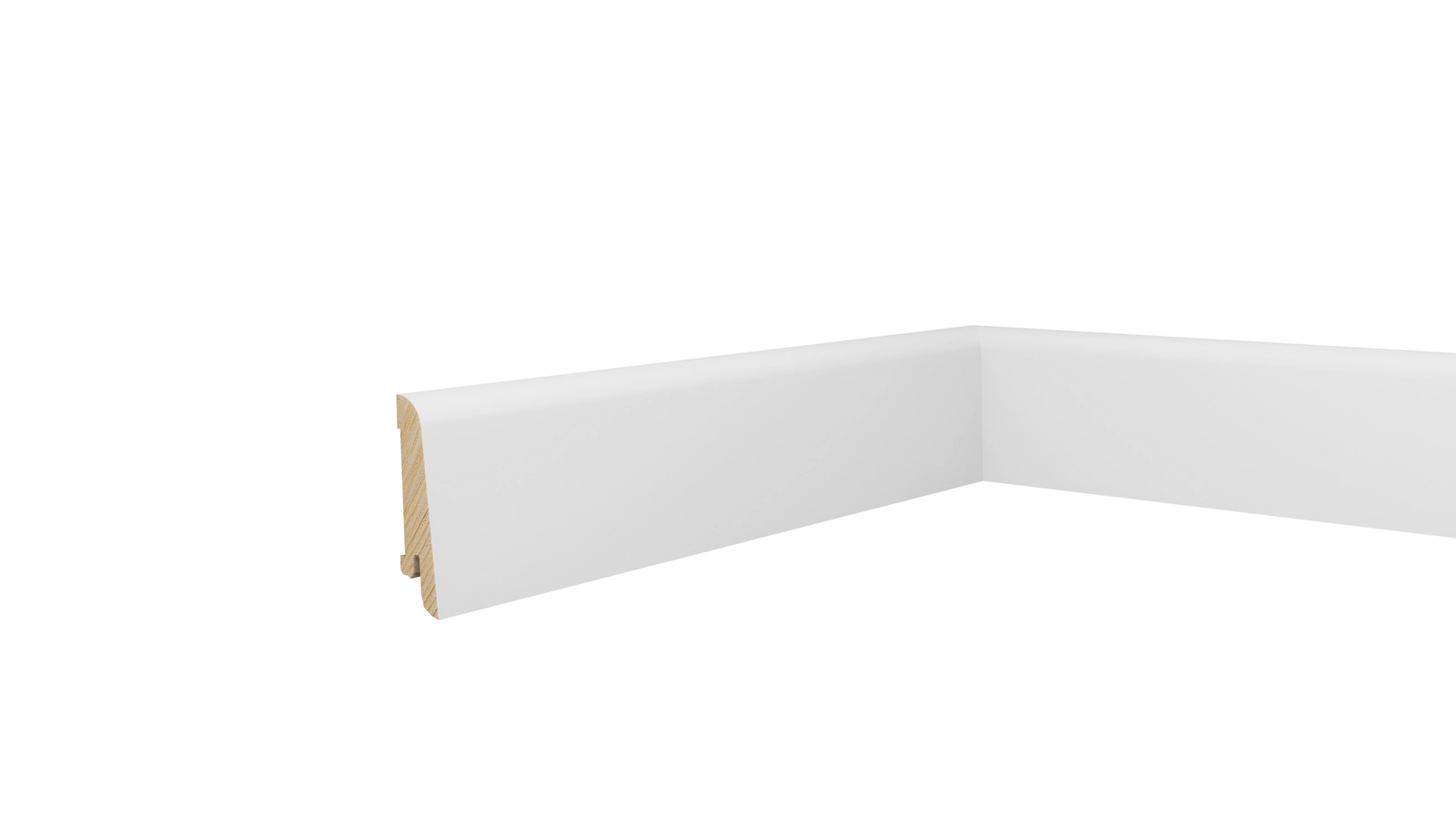 Drewniana listwa przypodłogowa świerkowa biała, powłoka Polyblend - 6cm