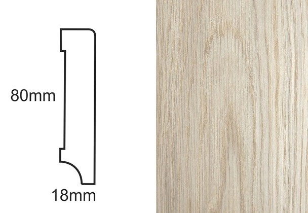 Listwa przypodłogowa fornirowana nielakierowana CP80 R3 (240 cm x 8 cm x 1,8 cm) dąb