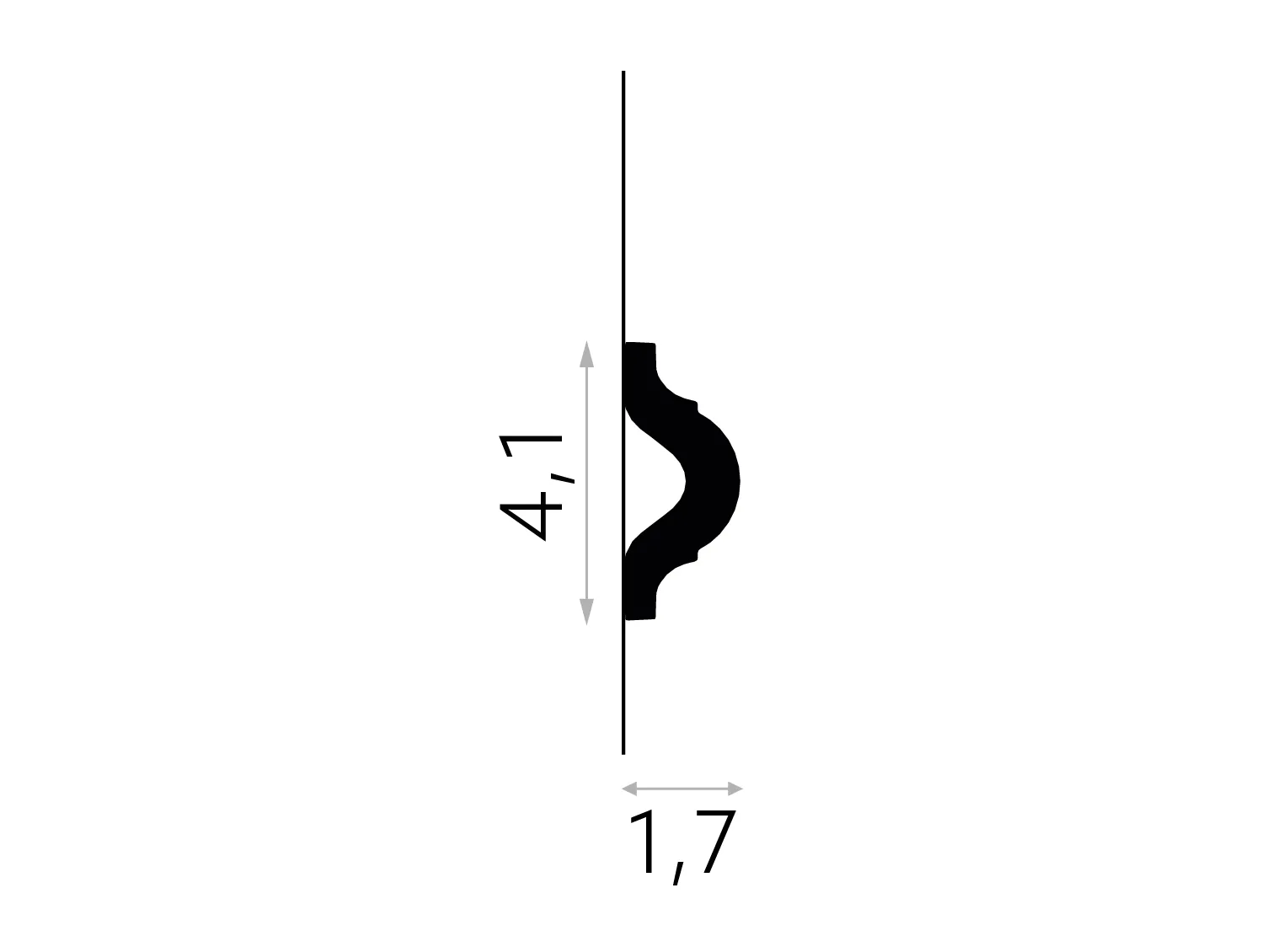Listwa ścienna MDD332 biała wym. 200 x 1.7 x 4.1 cm, z ProFoam