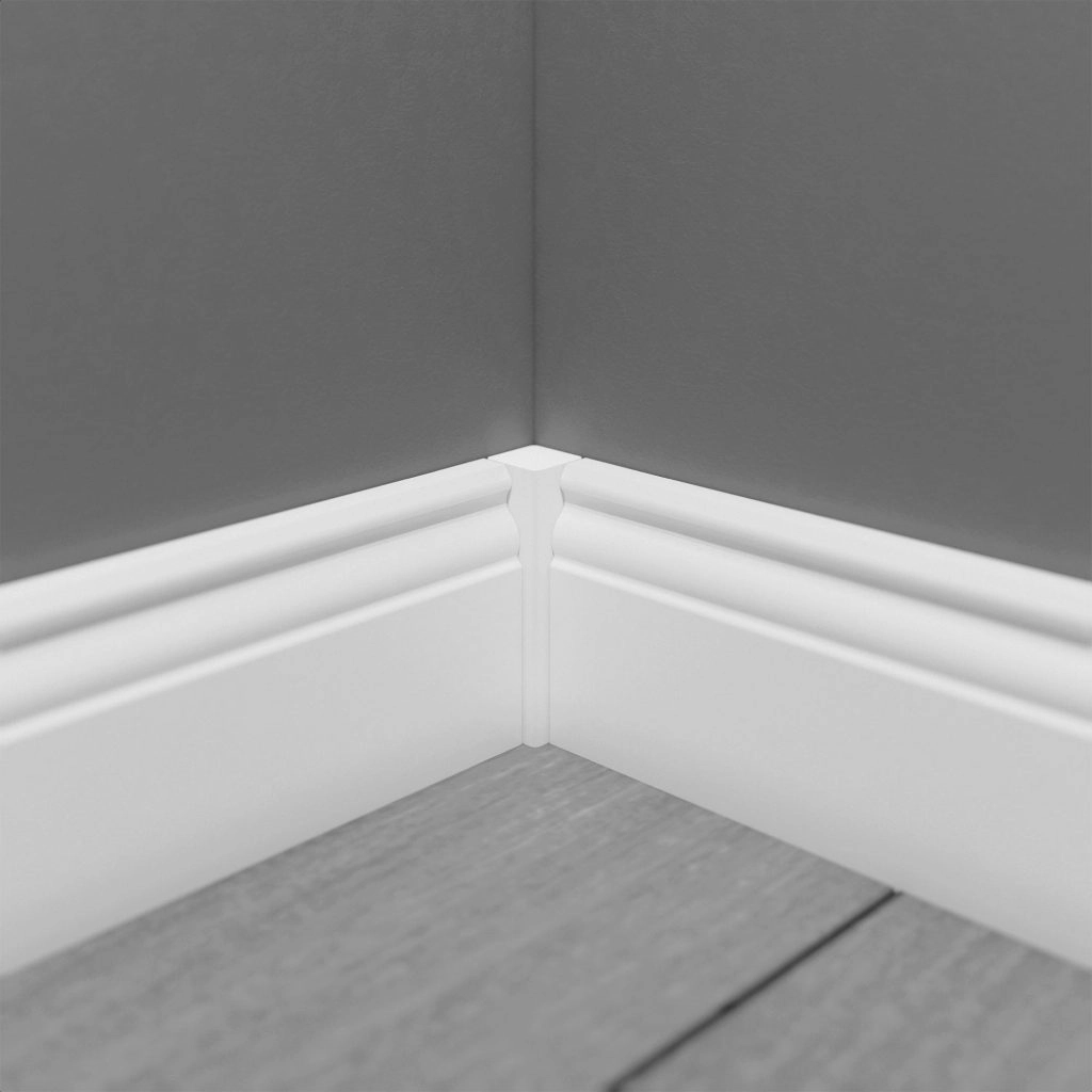 PRÓBKA 20 CM - Listwa przypodłogowa MDF TRIO R5, Biała Premium, 6cm