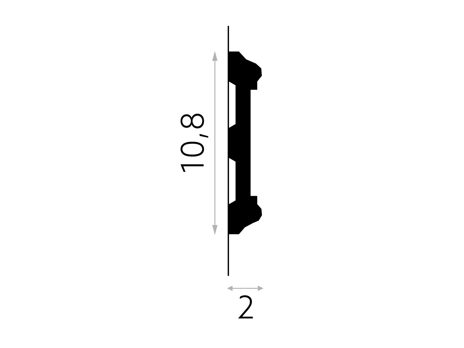 Listwa ścienna MDD410 biała wym. 200 x 2 x 10.8 cm, z ProFoam