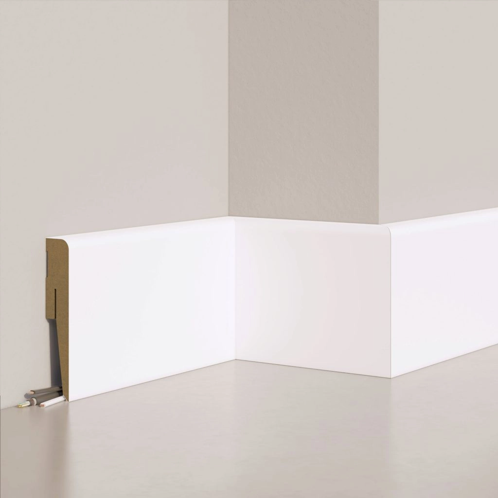 Listwa przypodłogowa MDF TRIO R5, Biała Premium, 8cm