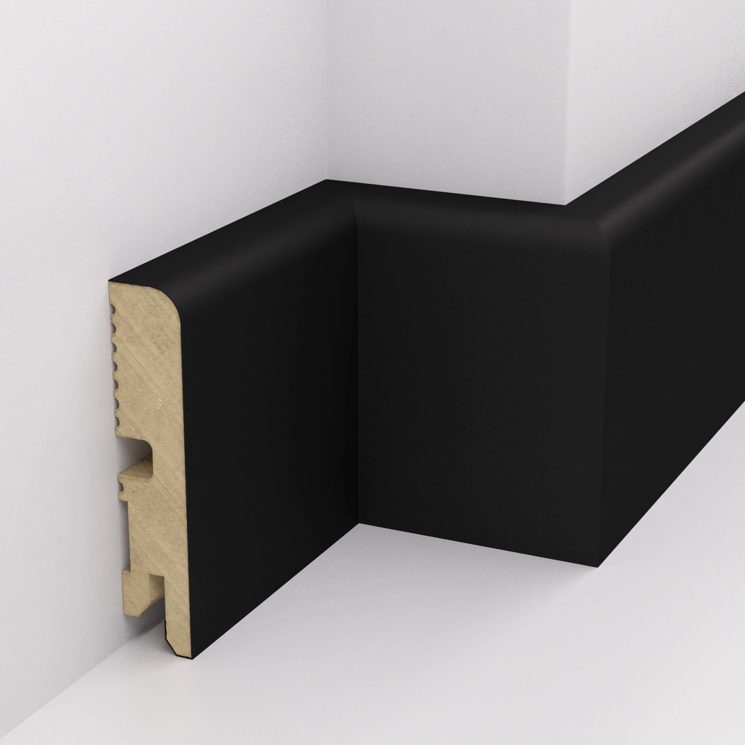 Listwa przypodłogowa MDF lakierowana czarna RAL 9005 - FOGE LB1 - 8cm