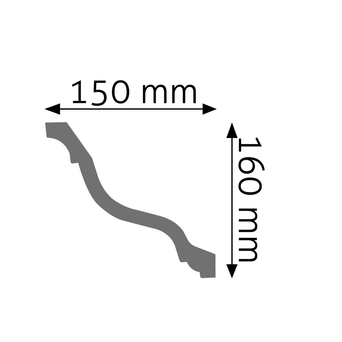 Listwa gzymsowa gładka Creativa LGG-30, wym. 16 x 15 x 240 cm