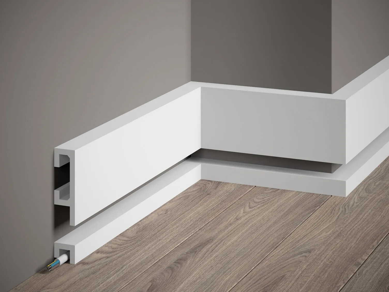 Listwa przypodłogowa lakierowana QL021P biała wym. 200 x 2.5 x 2 cm, z PolyForce
