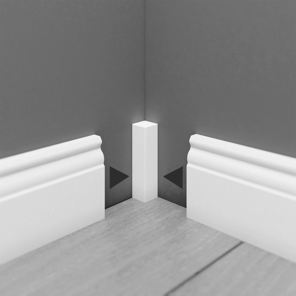 PRÓBKA 20 CM - Listwa przypodłogowa MDF TRIO R5, Biała Premium, 8cm