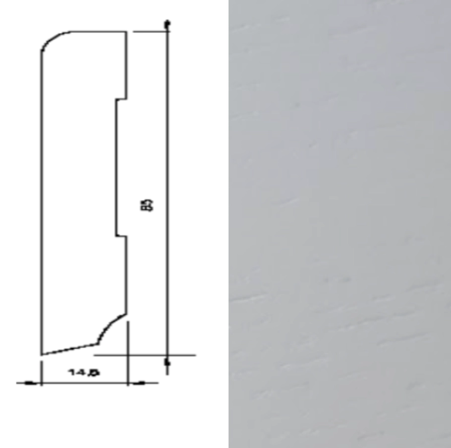 Listwa przypodłogowa biała drewno lakierowane 60/16 (240 cm x 6 cm x 1,5 cm)