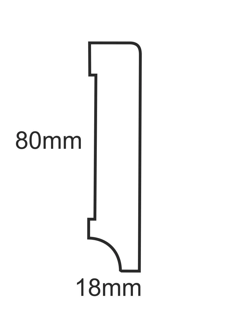 Listwa przypodłogowa fornirowana lakierowana CP80 R3 (240 cm x 8 cm x 1,8 cm) brzoza