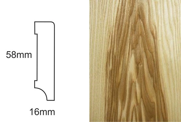 Listwa przypodłogowa fornirowana nielakierowana CP58 (240 cm x 5,8 cm x 1,6 cm) jesion ciemny