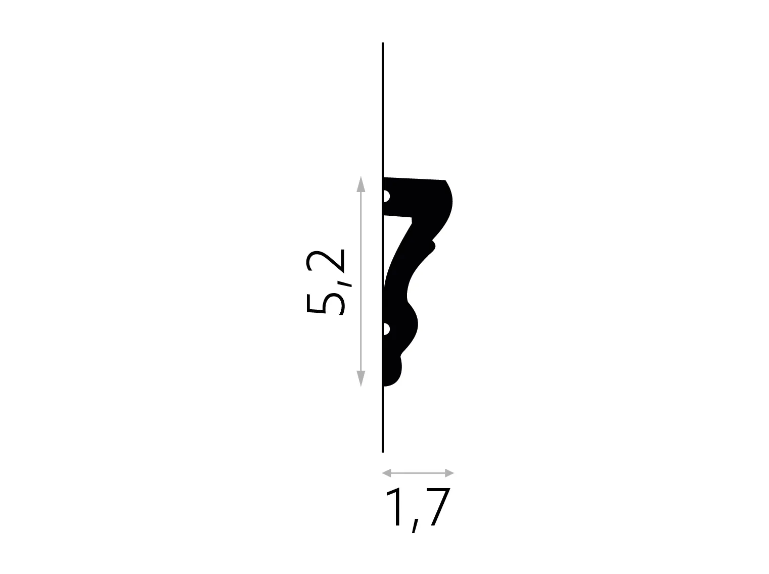 Listwa ścenna biała MD314 wym. 200 x 1.7 x 5.2 cm, z PolyForce