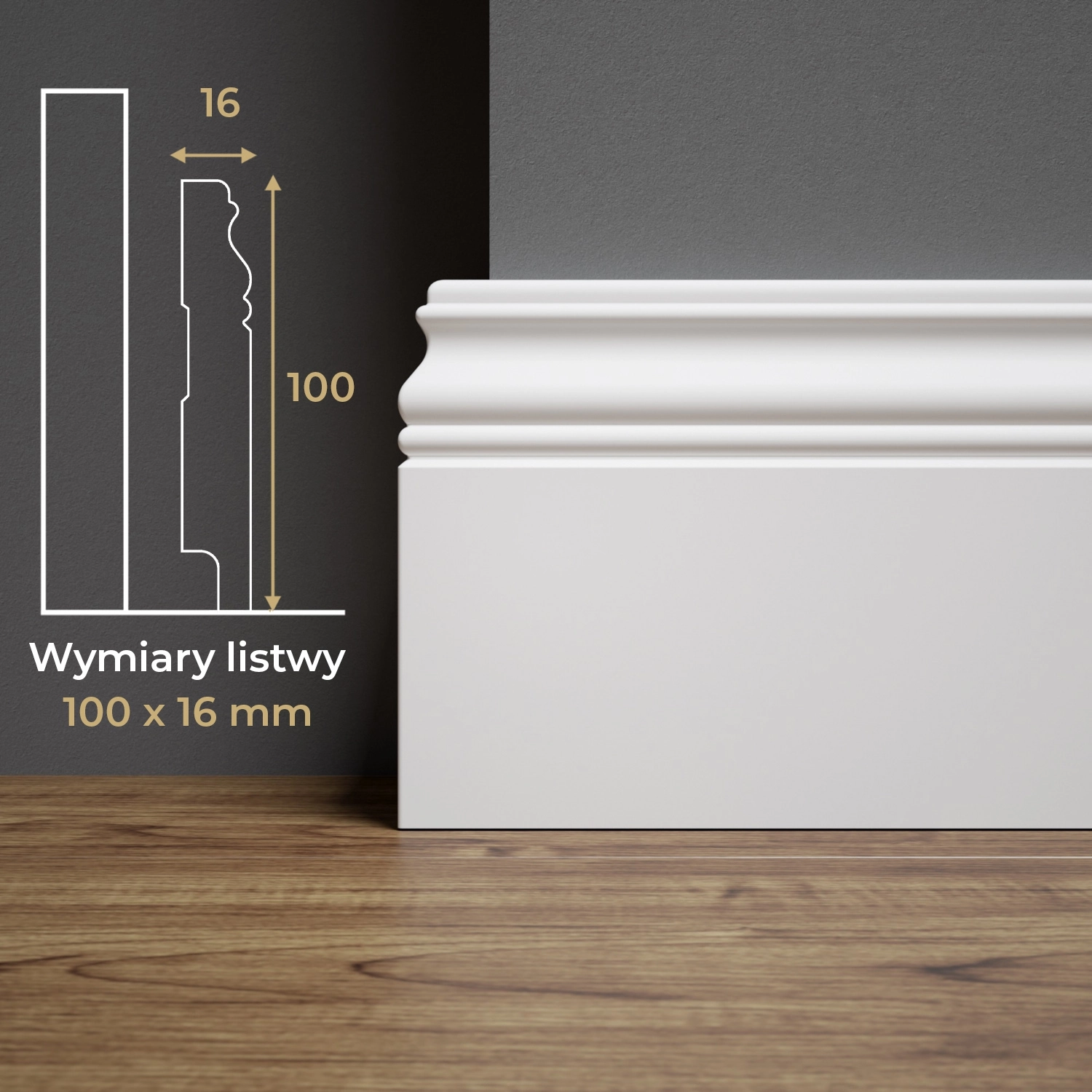 Listwa przypodłogowa MDF lakierowana biała z wodoodporną powłoką ALEXA 10cm