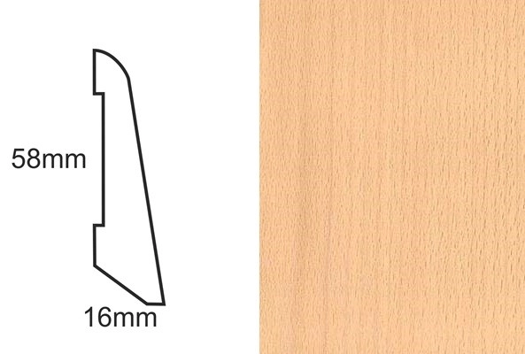 Listwa przypodłogowa fornirowana lakierowana LS58 (240 cm x 5,8 cm x 1,6 cm) buk