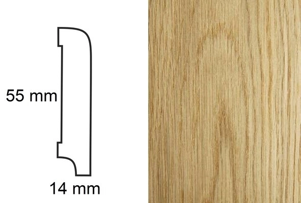 Listwa przypodłogowa fornirowana lakierowana CP55 (230 cm x 5,5 cm x 1,4 cm) dąb