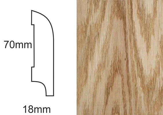 Listwa przypodłogowa fornirowana nielakierowana CP70 R25 (240 cm x 7 cm x 1,8 cm) dąb czerwony