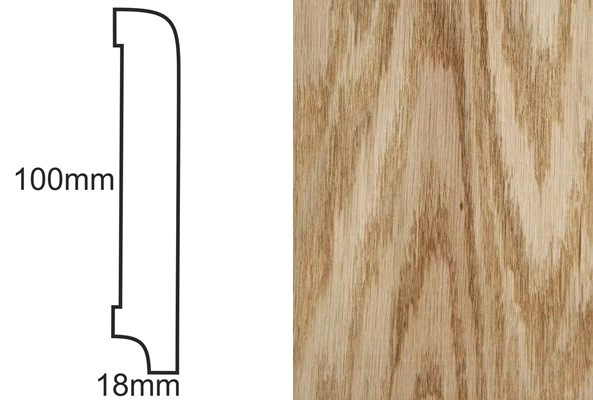 Listwa przypodłogowa fornirowana nielakierowana CP100 R10 (240 cm x 10 cm x 1,8 cm) dąb czerwony